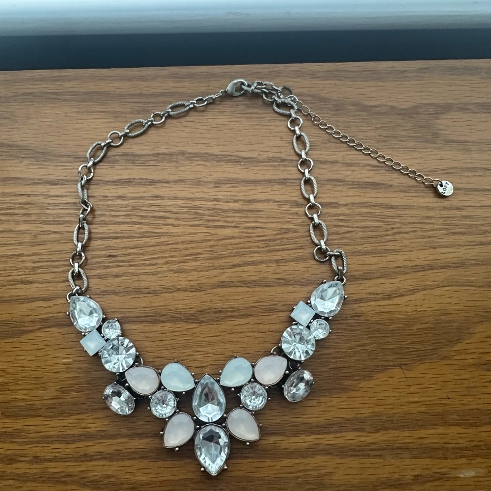 LOFT Silver and White Crystal Necklace